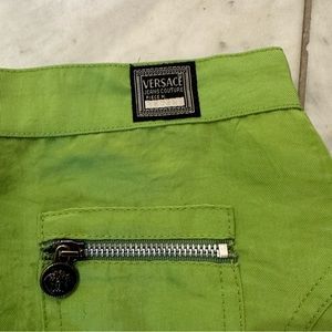 Vintage Versace Lime Green Nylon Skirt with Silver Details